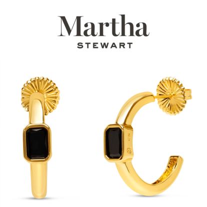 Martha Stewart Gold Hoop Earrings, Black Onyx