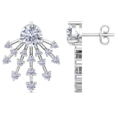 4 1/2 Carat Round Shape Lab Grown Diamond Spray Drop Earrings In 14 Karat White Gold
