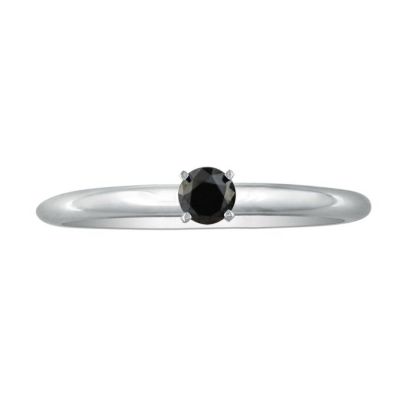1/10ct Black Diamond Engagement Ring in 10k White Gold