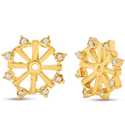 Estate Jewelry 1/12 Carat Diamond Flower Halo Earring Enhancers In 14 Yellow Gold - Dress Up Your Diamond Studs!