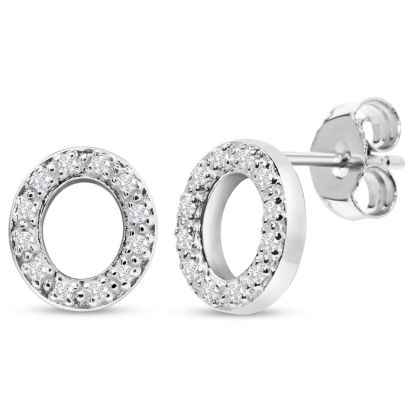 Sterling Silver Letter O Initial Earrings With Diamonds – Personalized Initial Jewelry