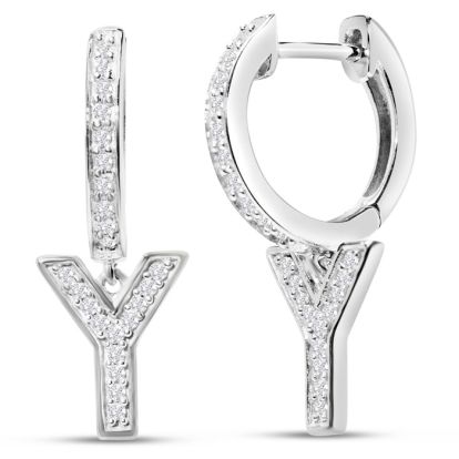 Sterling Silver Letter Y Initial Earrings, Diamond Drop Earrings – Personalized Initial Jewelry