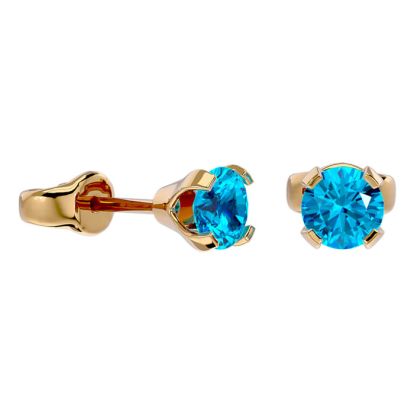 0.60 Carat Blue Topaz Stud Earrings in Yellow Gold