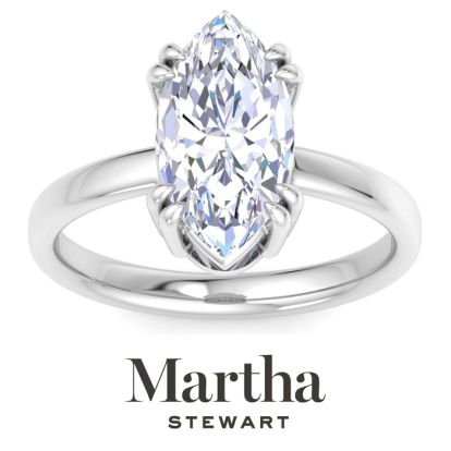 Martha Stewart 3 Carat Marquise Shape Lab Grown Diamond Solitaire Engagement Ring In Sterling Silver