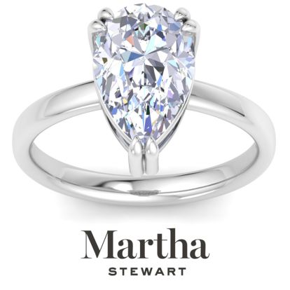 Martha Stewart 3 Carat Pear Shape Lab Grown Diamond Solitaire Engagement Ring In Sterling Silver