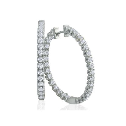 Estate Jewelry 3ct Created Diamond Inside-Out Hoop Earrings in Sterling Silver