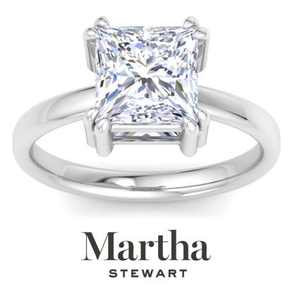 Martha Stewart 3 Carat Princess Cut Lab Grown Diamond Solitaire Engagement Ring In Sterling Silver