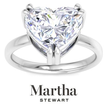 Martha Stewart 5 Carat Heart Shape Lab Grown Diamond Solitaire Engagement Ring In Sterling Silver
