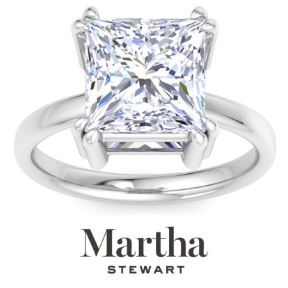 Martha Stewart 5 Carat Princess Cut Lab Grown Diamond Solitaire Engagement Ring In Sterling Silver