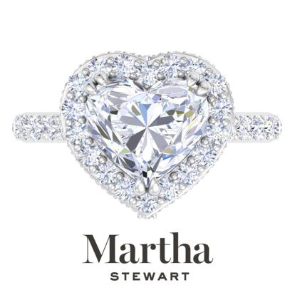 Martha Stewart 4 Carat Heart Shape Lab Grown Diamond Hidden Halo Engagement Ring In Sterling Silver