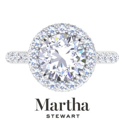 Martha Stewart 4 Carat Round Lab Grown Diamond Hidden Halo Engagement Ring In Sterling Silver