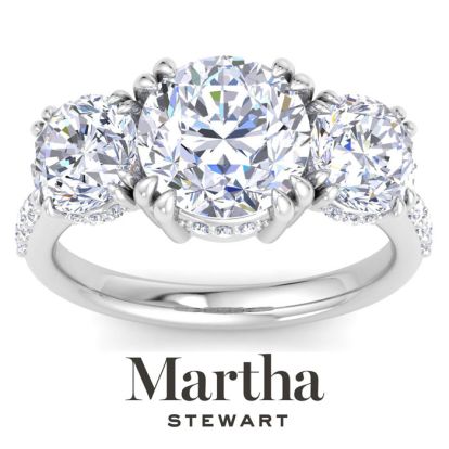 Martha Stewart 5 1/2 Carat Round Lab Grown Diamond Three Stone Plus Engagement Ring In Sterling Silver