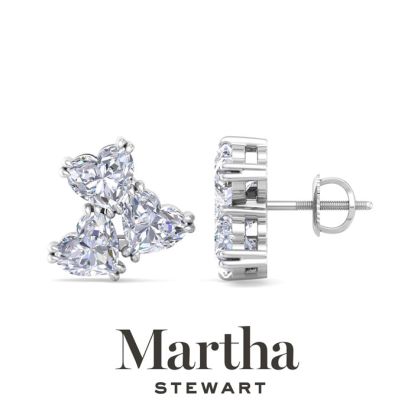 Martha Stewart 3 Carat Lab Grown Diamond Cluster Stud Earrings In Sterling Silver, Heart