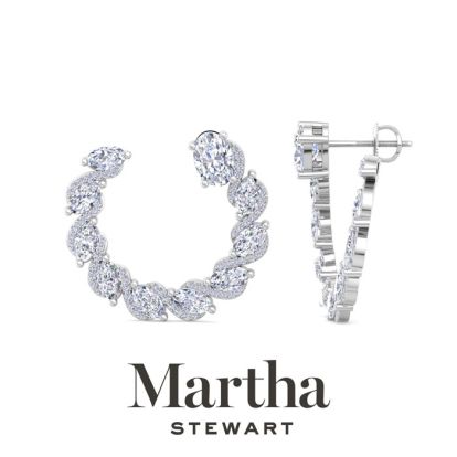Martha Stewart 5 Carat Lab Grown Diamond Hoop Earrings In Sterling Silver, Oval