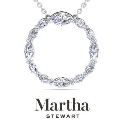 Martha Stewart 4 Carat Lab Grown Diamond Marquise Circle Necklace In Sterling Silver