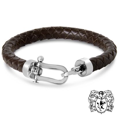 Bruno Magli Mens Chorded Leather Bracelet, Mahogany