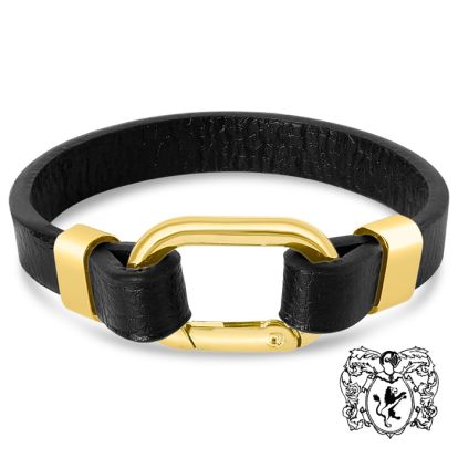 Bruno Magli Mens Structured Leather Bracelet, Gold