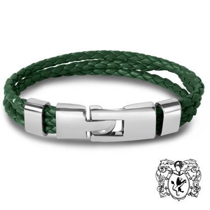 Bruno Magli Mens Three Strand Braided Leather Bracelet, Sage