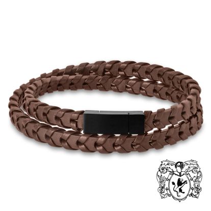 Bruno Magli Mens Fishtail Leather Wrap Bracelet, Mahogany