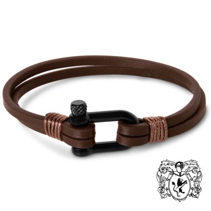 Bruno Magli Mens Paneled Leather Bracelet, Mahogany