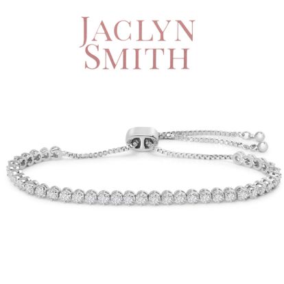 Jaclyn Smith 1 Carat Moissanite Adjustable Bolo Slide Tennis Bracelet