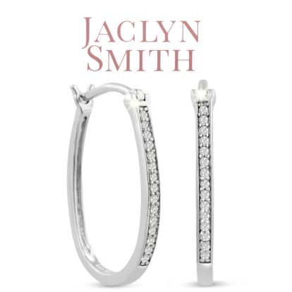 Jaclyn Smith 1/4 Carat Oval Shape Moissanite Hoop Earrings, 1 Inch