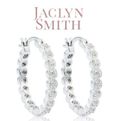 Jaclyn Smith 1/4 Carat Moissanite Hoop Earrings, 3/4 Inch