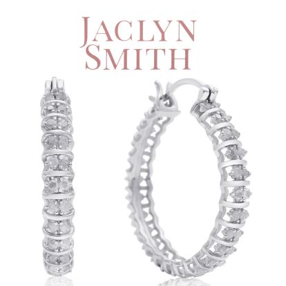 Jaclyn Smith 1/2 Carat Moissanite Hoop Earrings, 1 Inch