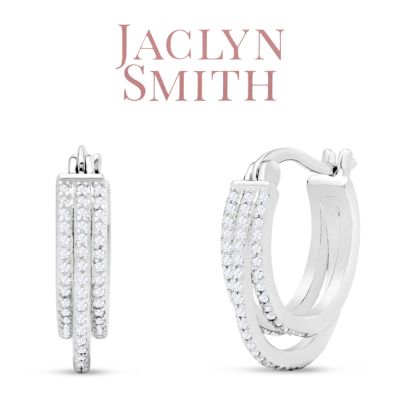 Jaclyn Smith 1/2 Carat Triple Sparkling Moissanite Hoop Earrings