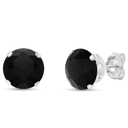 4 Carat Black Moissanite Stud Earrings In White Gold