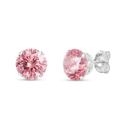 1 Carat Pink Moissanite Stud Earrings In White Gold