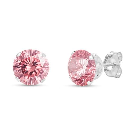 2 Carat Pink Moissanite Stud Earrings In White Gold