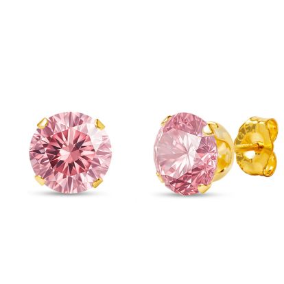 2 Carat Pink Moissanite Stud Earrings In Yellow Gold