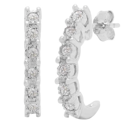 Estate Jewelry 1/4 Carat Natural Diamond J Hoop Earrings In Sterling Silver J-K, I2-I3