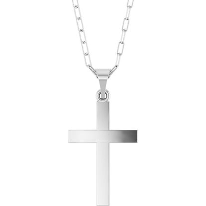 Sterling Silver Cross With Paperclip Chain Necklace, 27x13mm