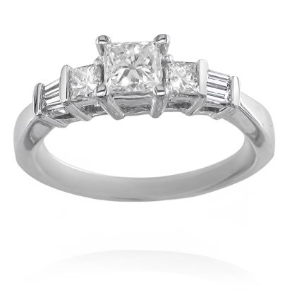 Estate Jewelry 1 Carat Princess Created Diamond Engagement Ring in Sterling Silver, Size 7