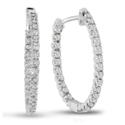 Estate Jewelry 3ct Endless Created Diamond Hoop Earrings In Sterling Silver, 1 Inch