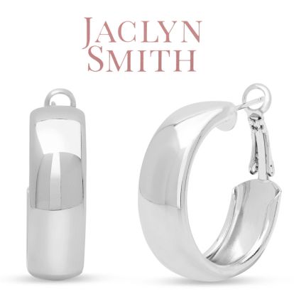 Jaclyn Smith Thick Silver Hoop Earrings, 1 Inch