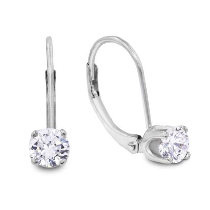 Diamond Drop Earrings: 1/2 Carat Diamond Drop Earrings in 14k White Gold.  Very Popular, Shiny Natural Diamond Earrings