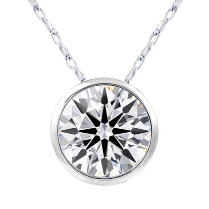 1 Carat Round Shape Lab Grown Diamond Solitaire Necklace In 14K White Gold