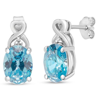 Estate Jewelry Oval Shape Blue Gemstone Earrings In Sterling Silver