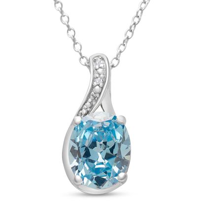 Estate Jewelry Oval Shape Blue Gemstone Necklace In Sterling Silver