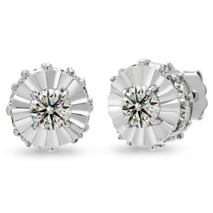 Estate Jewelry 2 Carat Diamond Plus-Styled Stud Earrings In 14 Karat White Gold