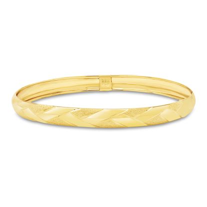 10 Karat Yellow Gold Flexible Diamond Cut Bangle Bracelet, 7 Inches