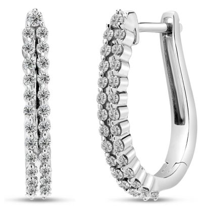 Estate Jewelry Double Row 1/2 Carat Diamond Hoop Earrings In White Gold