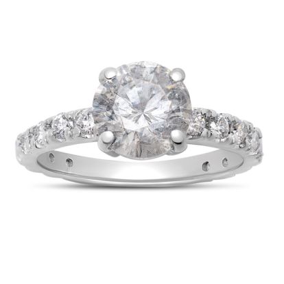 Estate Jewelry 1 3/4 Carat Natural Diamond Engagement Ring In 14K White Gold, Size 6