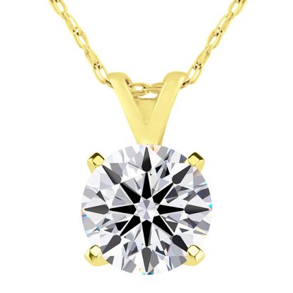 1 Carat Round Shape Lab Grown Diamond Solitaire Necklace In 14K Yellow Gold
