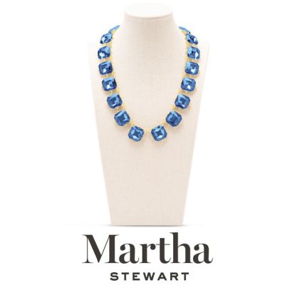 Martha Stewart Cushion Crystal Statement Necklace, Blue