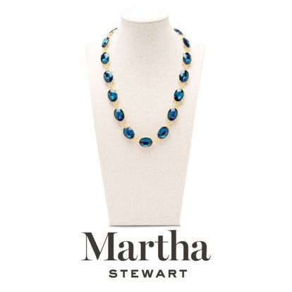 Martha Stewart Oval Crystal Statement Necklace, Blue