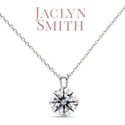 Jaclyn Smith 1/4 Carat Moissanite Solitaire Necklace In White Gold With Free Chain